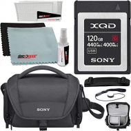 Sony Professional XQD G Series 120GB Memory Card (QD-G120F/J) Bundle LCSU21 Protective Soft Carrying Case - Black + Deco Gear Accessories Microfiber Electronics Cloth, Screen Prote