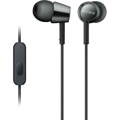 소니 Sony MDREX155AP in-Ear Earbud Headphones/Headset with mic for Phone Call, Black (MDR-EX155AP/B)