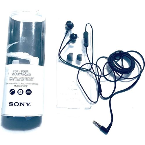 소니 Sony MDREX155AP in-Ear Earbud Headphones/Headset with mic for Phone Call, Black (MDR-EX155AP/B)