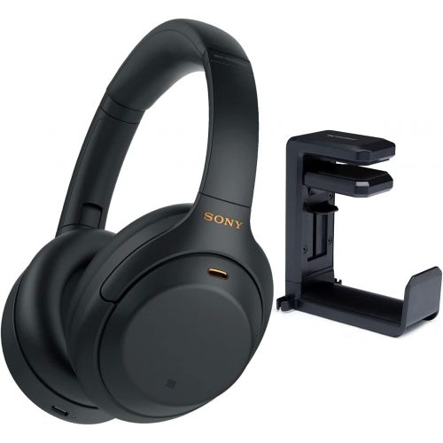 소니 Sony WH-1000XM4 Wireless Noise Canceling Over-Ear Headphones (Black) Knox Gear Headphone Hanger Mount Bundle (2 Items)