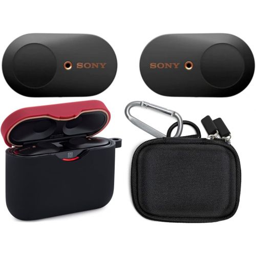 소니 Sony WF-1000XM3 True Wireless Noise-Canceling Earbud Headphones (Black) with Knox Gear Silicone Cover and Protective Travel case Bundle (3 Items)