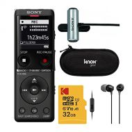 Sony ICDUX570BLK Slim Design Digital Voice Recorder (Black) Complete Professional Bundle - 32GB Micro SD, ECMCS3 Mic, MDREX15AP EX Series Earbud (Black), and Knox Gear Hardcase (5