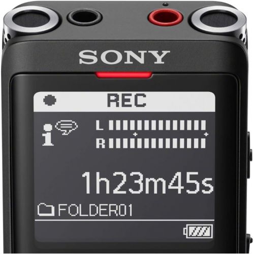 소니 Sony ICDUX570BLK Slim Design Digital Voice Recorder (Black) Complete Professional Bundle - 32GB Micro SD, ECMCS3 Mic, MDREX15AP EX Series Earbud (Black), and Knox Gear Hardcase (5