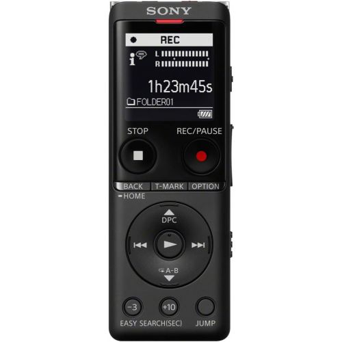 소니 Sony ICDUX570BLK Slim Design Digital Voice Recorder (Black) Complete Professional Bundle - 32GB Micro SD, ECMCS3 Mic, MDREX15AP EX Series Earbud (Black), and Knox Gear Hardcase (5