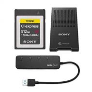 Sony 512GB Tough CEB-G Series CFexpress Type B Memory Card with Sony MRWG1T CFe-B/XQD Memory Card Reader and Knox Gear 3.0 4 Port USB Hub Bundle (3 Items)