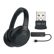 Sony WH-1000XM4 Wireless Noise Canceling Over-Ear Headphones (Black) with Knox Gear 4-Port USB 3.0 Hub and USB Bluetooth Dongle Adapter Work from Home Bundle (3 Items)