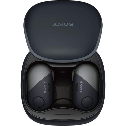 소니 Sony True Wireless Bluetooth in Ear Headphones: Noise Cancelling Sports Workout Ear Buds - Cordless, Sweatproof Earphones, Built-in Microphone, Extra BASS WF-SP700N/B (Internationa