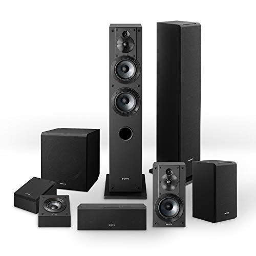 소니 Sony CS-Series speakers bundle: SSCS3 Floor-Standing Speaker (2), SSCSE Dolby Atmos Enabled Speakers, SACS9 Subwoofer, SSCS8 Center Channel Speaker, and SSCS5 Bookshelf Speaker Sys