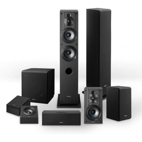 소니 Sony CS-Series speakers bundle: SSCS3 Floor-Standing Speaker (2), SSCSE Dolby Atmos Enabled Speakers, SACS9 Subwoofer, SSCS8 Center Channel Speaker, and SSCS5 Bookshelf Speaker Sys