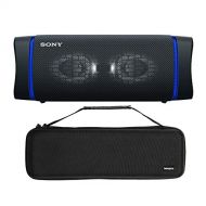 Sony SRSXB33 Extra BASS Bluetooth Wireless Portable Waterproof Speaker (Black) with Knox Gear Hardshell Travel and Storage Case Bundle (2 Items) - Features a Speaker Light and a 24