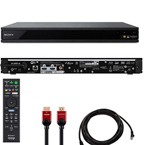 소니 Sony UBP-X800M2 4K Ultra HD Blu-ray Player with HDR with 2-6ft. High Speed Premium HDMI Cables and 14ft Ethernet Cable Bundle