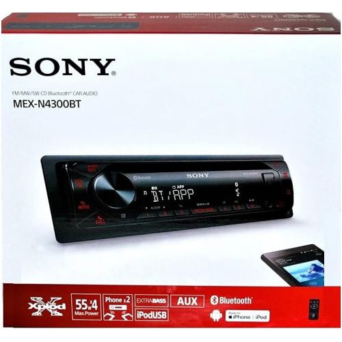 소니 Sony MEX-N4300BT Built-in Dual Bluetooth Voice Command CD/MP3 AM/FM Radio Front USB AUX Pandora Spotify iHeartRadio iPod / iPhone Siri and Android Controls Car Stereo Receiver