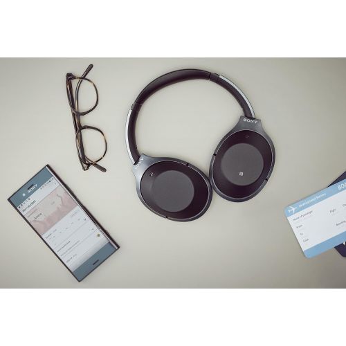 소니 Sony Noise Cancelling Headphones WH1000XM2: Over Ear Wireless Bluetooth Headphones with Microphone - Hi Res Audio and Active Sound Cancellation - Black (2017 model)