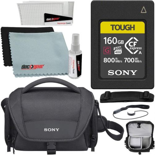 소니 Sony CEA-G160T 160GB CFexpress Type A Memory Card (Tough CEAG160T) Bundle LCSU21 Protective Camera Case - Black + Deco Gear Accessories Microfiber Electronics Cloth, Screen Protect