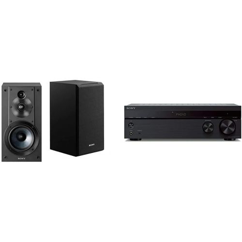 소니 Sony SSCS5 3-Way 3-Driver Bookshelf Speaker System (Pair) - Black & STRDH190 2-ch Home Stereo Receiver with Phono Inputs & Bluetooth