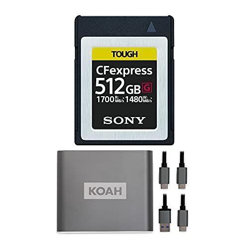 소니 Sony 512GB Tough CEB-G Series CFexpress Type B Memory Card with Koah Pro Type-C 10Gbps CFexpress Reader Bundle (2 Items)