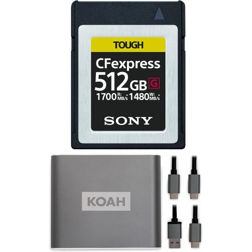 소니 Sony 512GB Tough CEB-G Series CFexpress Type B Memory Card with Koah Pro Type-C 10Gbps CFexpress Reader Bundle (2 Items)