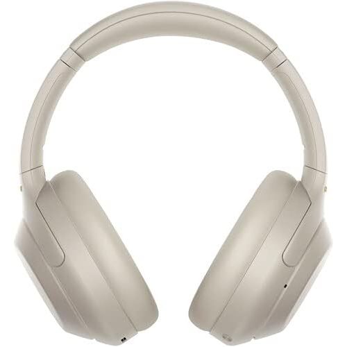 소니 Sony WH-1000XM4 Wireless Noise Canceling Overhead Headphones with Mic for Phone-Call, Voice Control, Silver, with USB Wall Adapter and Microfiber Cleaning Cloth - Bundle