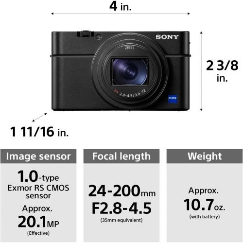 소니 Sony RX100 VI 20.1 MP Premium Compact Digital Camera w/ 1-inch sensor, 24-200mm ZEISS zoom lens and pop-up OLED EVF