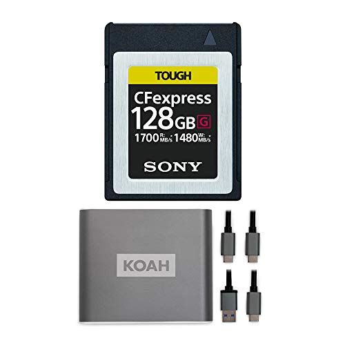 소니 Sony 128GB Tough CEB-G Series CFexpress Type B Memory Card with Koah Pro Type-C 10Gbps CFexpress Reader Bundle (2 Items)