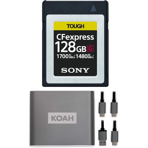 소니 Sony 128GB Tough CEB-G Series CFexpress Type B Memory Card with Koah Pro Type-C 10Gbps CFexpress Reader Bundle (2 Items)