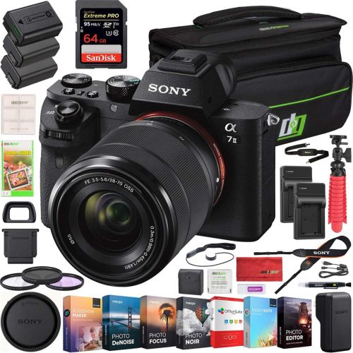 소니 Sony a7 II Full-Frame Alpha Mirrorless Digital Camera a7II ILCE-7M2/K with FE 28-70mm F3.5-5.6 OSS Lens Kit and Deco Gear Professional Photo Video Camera Case 2X Extra Battery Powe