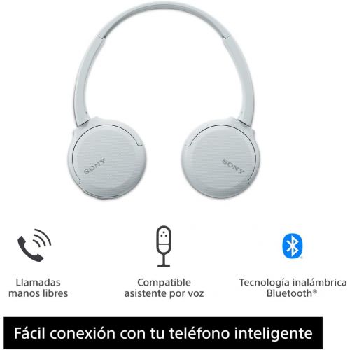 소니 Sony Wireless Headphones WH-CH510: Wireless Bluetooth On-Ear Headset with Mic for Phone-Call, White (Amazon Exclusive)