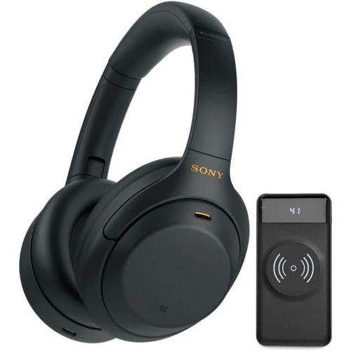 소니 Sony WH-1000XM4 Wireless Bluetooth Noise Cancelling Over-Ear Headphones w/Sound Control (Black) & Focus Camera 10,000mAh Ultra-Portable LED Display Wireless Quick Charge Battery Ba