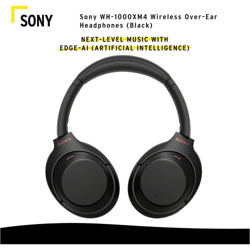 소니 Sony WH-1000XM4 Wireless Bluetooth Noise Cancelling Over-Ear Headphones w/Sound Control (Black) & Focus Camera 10,000mAh Ultra-Portable LED Display Wireless Quick Charge Battery Ba