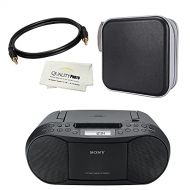 Sony Stereo CD/Cassette Boombox Home Audio Radio, Black with CD/DVD Album, 3ft AUX Wire (CFDS70BLK)