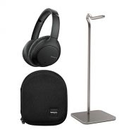 Sony WHCH710N Wireless Bluetooth Noise-Canceling Over-The-Ear Stereo Headphones (Black) Bundle with Protective Headphone Case and Headphone Stand - Dual Microphone, 35 Hours of Pla