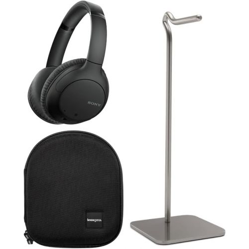 소니 Sony WHCH710N Wireless Bluetooth Noise-Canceling Over-The-Ear Stereo Headphones (Black) Bundle with Protective Headphone Case and Headphone Stand - Dual Microphone, 35 Hours of Pla