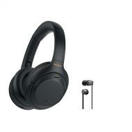 Sony WH-1000XM4 Wireless Bluetooth Noise Canceling Over-Ear Headphones (Black) with Sony in-Ear Wireless Headphones Bundle - Portable, Long-Lasting Battery, Quick Charge, (2 Items)