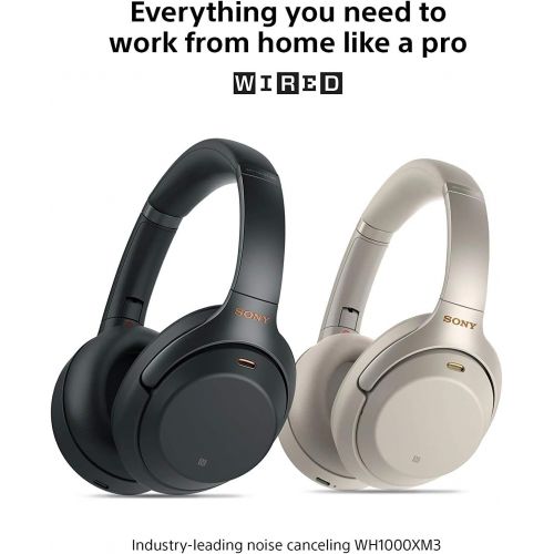 소니 Sony WH1000XM3 Noise Cancelling Headphones, Wireless Bluetooth Over the Ear Headset ? Black (2018 Version)