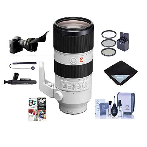 소니 Sony FE 70-200mm f/2.8 GM (G Master) OSS E-Mount Lens - Bundle with 77mm Filter Kit, Flex Lens Shade, Cleaning Kit, Lens Wrap, Lenspen Lens Cleaner, Capleash, PC Software Package