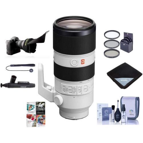 소니 Sony FE 70-200mm f/2.8 GM (G Master) OSS E-Mount Lens - Bundle with 77mm Filter Kit, Flex Lens Shade, Cleaning Kit, Lens Wrap, Lenspen Lens Cleaner, Capleash, PC Software Package