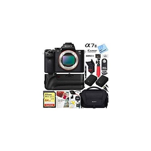 소니 Sony Alpha a7II Mirrorless Interchangeable Lens Camera Body Bundle with 64GB Memory Card, Battery Grip, Flash, Camera Bag, Paintshop Pro 2018, Dual Batteries and Accessories (9 Ite