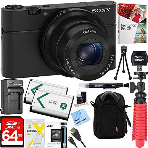 소니 Sony Cyber-Shot DSC-RX100 Digital Camera + 64GB SDXC Memory Dual Battery Kit + Accessory Bundle