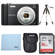 Sony DSC-W800/B Point and Shoot Digital Still Camera Black Bundle with 16GB SDHC Memory Card, Point and Shoot Field Bag Camera Case, Flexible Mini Table-top Tripod and Cleaning Cot