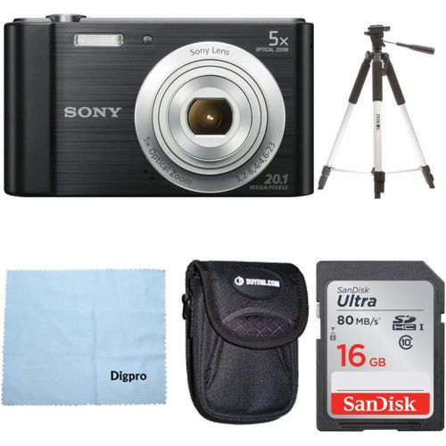 소니 Sony DSC-W800/B Point and Shoot Digital Still Camera Black Bundle with 16GB SDHC Memory Card, Point and Shoot Field Bag Camera Case, Flexible Mini Table-top Tripod and Cleaning Cot