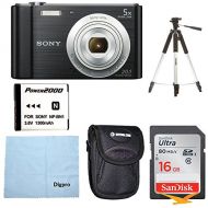 Sony DSC-W800/B Point and Shoot Digital Still Camera Black Bundle with Sandisk 16GB Memory Card, Point and Shoot case, 1150 mAh Battery, Table-top Tripod and Microfiber Cleaning Cl