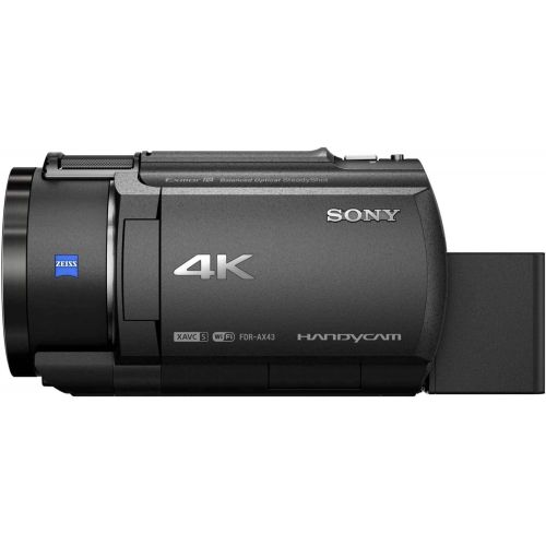 소니 Sony FDR-AX43 4K UHD Handycam Camcorder Content Creator Bundle (6 Items)