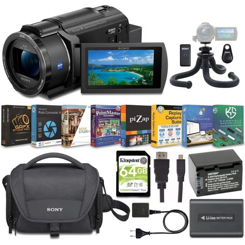 소니 Sony FDR-AX43 4K UHD Handycam Camcorder Content Creator Bundle (6 Items)