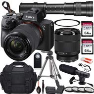 Sony Alpha a7 III Mirrorless Digital Camera with 28-70mm and 420-800mm Telephoto Lens + 2X 64GB Memory Card, UV & Close-up Filters, Microphone, Portable Tripod, Gadget Bag & More