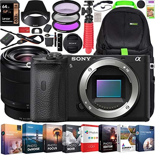 소니 Sony a6600 Mirrorless Camera 4K APS-C Camera Body and FE 28-70mm F3.5-5.6 OSS Lens ILCE-6600B + SEL2870 Bundle with Deco Gear Travel Backpack Case + Photo Video Software Kit + Acce