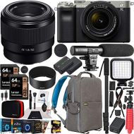 Sony a7C Mirrorless Full Frame Camera 2 Lens Kit Body with 28-60mm F4-5.6 + 50mm F1.8 SEL50F18 Silver ILCE7CL/S Bundle with Deco Gear Photography Backpack Case, Software and Access