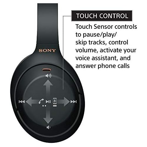 소니 Sony WH-1000XM4 Wireless Industry Leading Noise Canceling Overhead Headphones with Mic for phone-call and Alexa voice control, Black