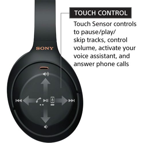 소니 Sony WH-1000XM4 Wireless Industry Leading Noise Canceling Overhead Headphones with Mic for phone-call and Alexa voice control, Black