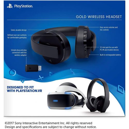 소니 Sony PlayStation Gold Wireless Headset 7.1 Surround Sound PS4 New Version 2018