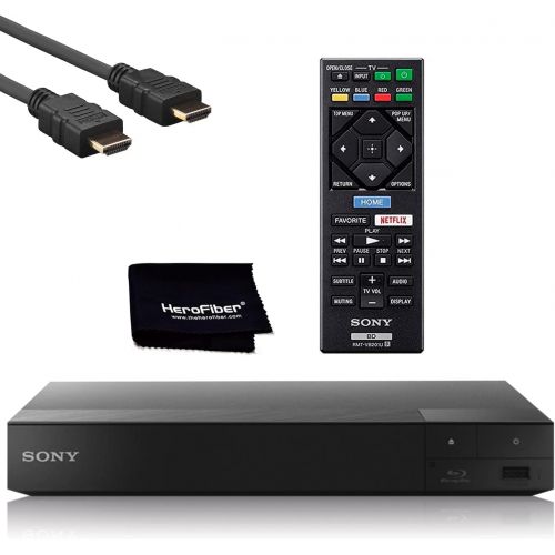 소니 [아마존베스트]Sony BDP-S3700 Blu-Ray Disc Player with Built-in Wi-Fi + Remote Control + Xtech High-Speed HDMI Cable w/Ethernet + HeroFiber Gentle Cleaning Cloth